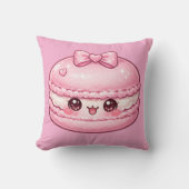Coussin Macaron Rose Sucré Kawaii (Recto)