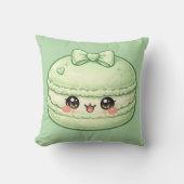 Coussin Macaron Vert Sucré Kawaii (Recto)
