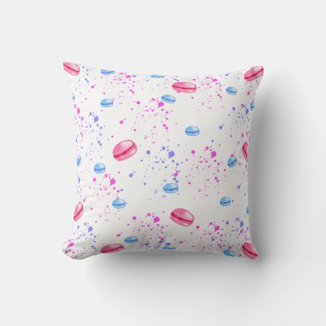 Coussin Macarons appétissants en plaques d'aquarelle (Recto)