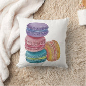 Coussin Macarons Arc-En-Ciel Cute En Aquarelle (Couverture)