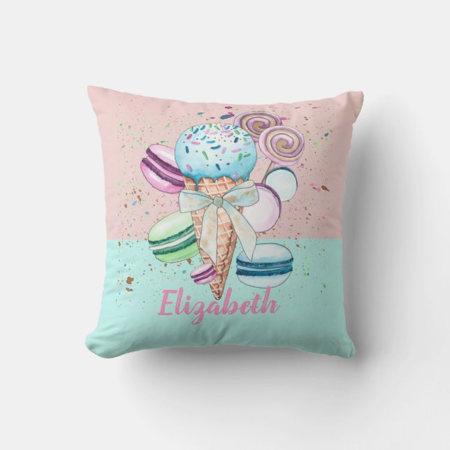 Coussin Macarons glacés colorés et frais (Recto)