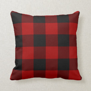 Coussin MacGregor Rob Roy Tartan rouge plaqué de buffl