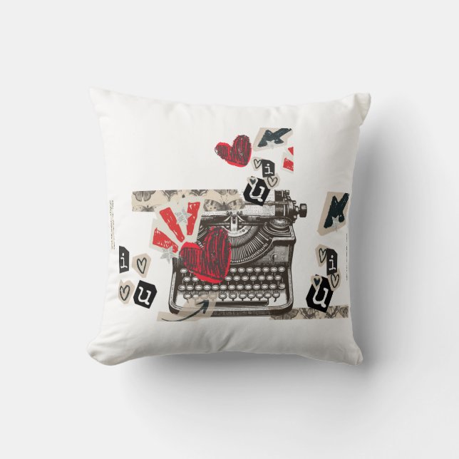 Coussin machine à écrire Je t'aime   (Recto)