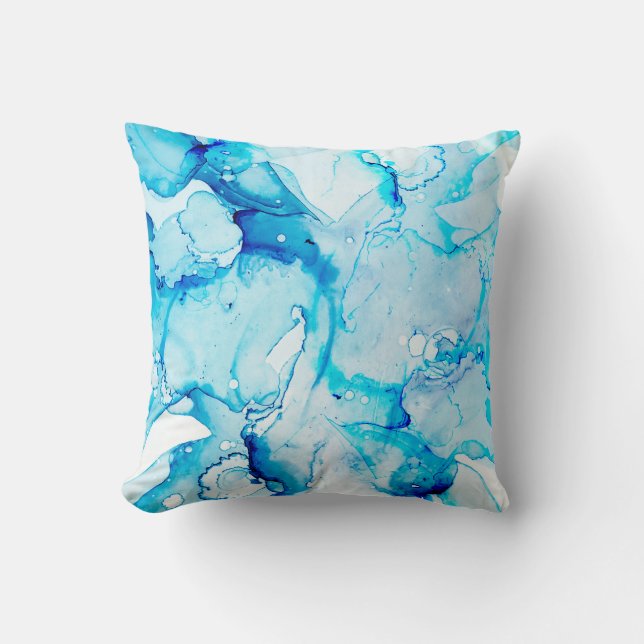 Coussin Macro Nuages. Sapphirine et points de couleur blan (Recto)
