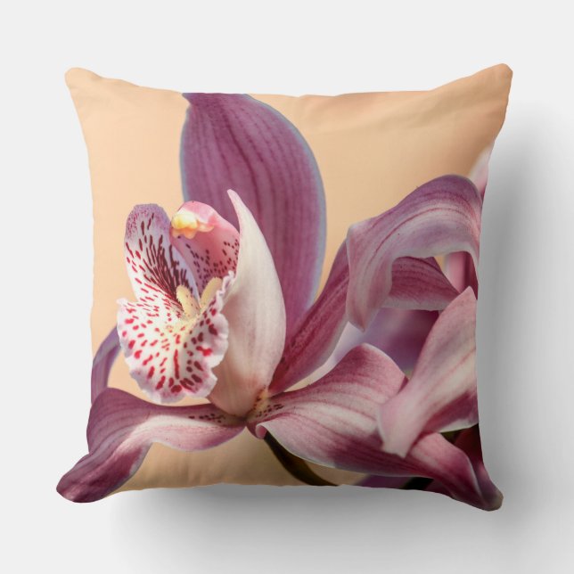 Coussin Macro orchidée blush Cymbidium (Recto)