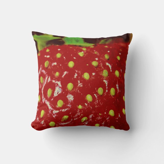 Coussin Macrographie des fraises (Recto)