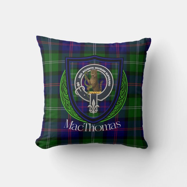Coussin MacThomas Scottish Clan Tartan & Crest (Recto)