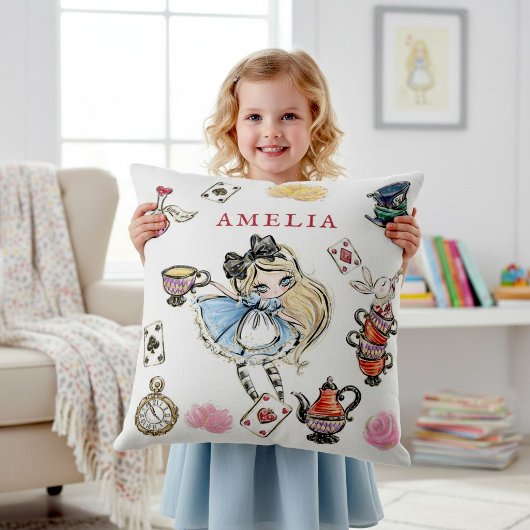 Coussin Mad Hatter Tea Time Cartoon Character Pillow