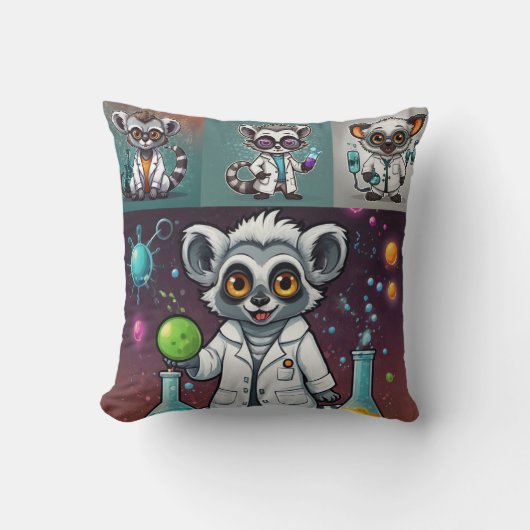 Coussin Mad Scientifique Lemur Imprimer (Recto)