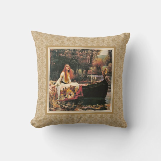 Coussin Madame de château d'eau de damassé d'or de Shalott (Recto)