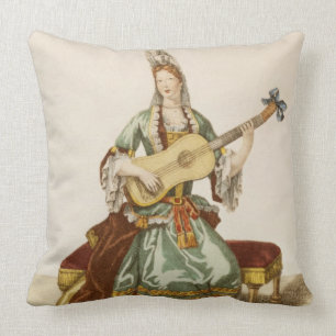 Coussin Madame de qualité jouant la guitare, plat de mode
