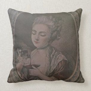 Coussin Madame Drinking Chocolate (litho de couleur)