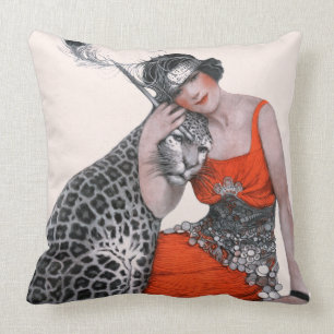 Coussin Madame et léopard