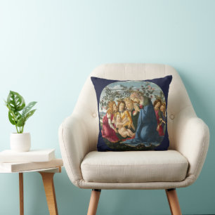 Coussin Madonna Adoring the Child avec 5 Anges Botticelli