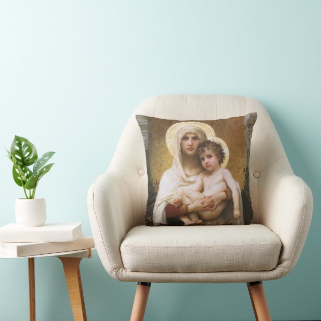 Coussin Madonna des Roses par Bouguereau (Chaise)