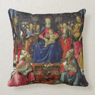 Coussin Madonna et enfant avec des solides solubles.