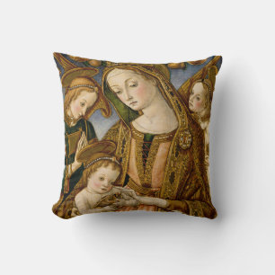 Coussin Madonna et l'enfant avec deux anges