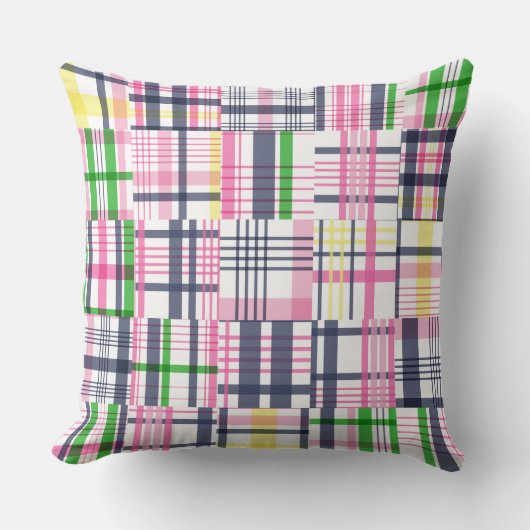 Coussin Madras rose estivale (Recto)