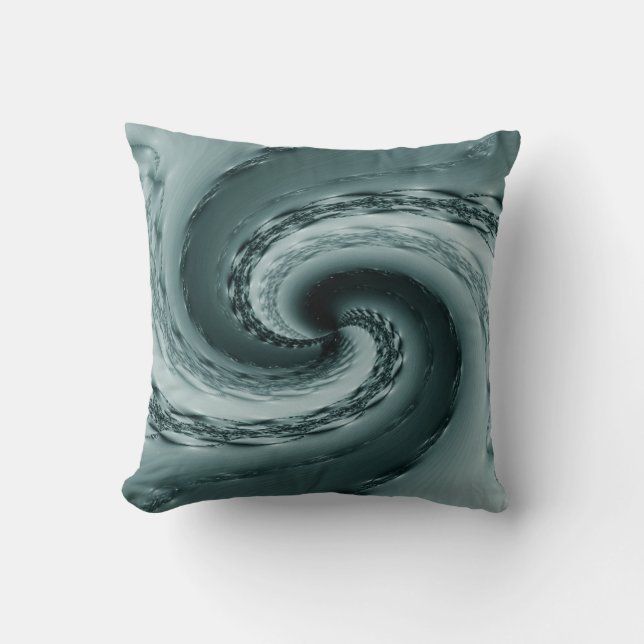Coussin Maelstrom Fractal Abstrait - Turquoise (Recto)