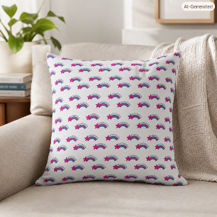 Coussin Magenta Capricieuse Étoile Filante Arc-en-Ciel Col