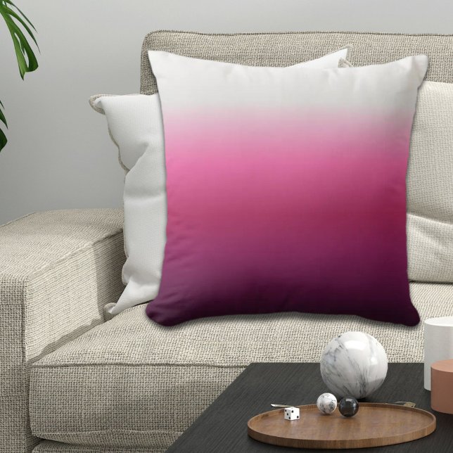 Coussin magenta maroon marsala burgundy ombre branché (trendy magenta maroon marsala burgundy ombre throw pillow)
