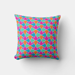 Coussin Magenta, Orangem Aqua, Motif islamique turquoise