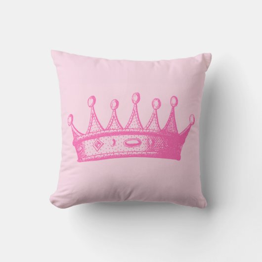 Coussin Magenta Princess Crown sur Arrière - plan rose (Recto)