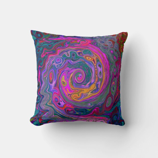 Coussin Magenta rétro, Verte et Orange Abstrait (Recto)