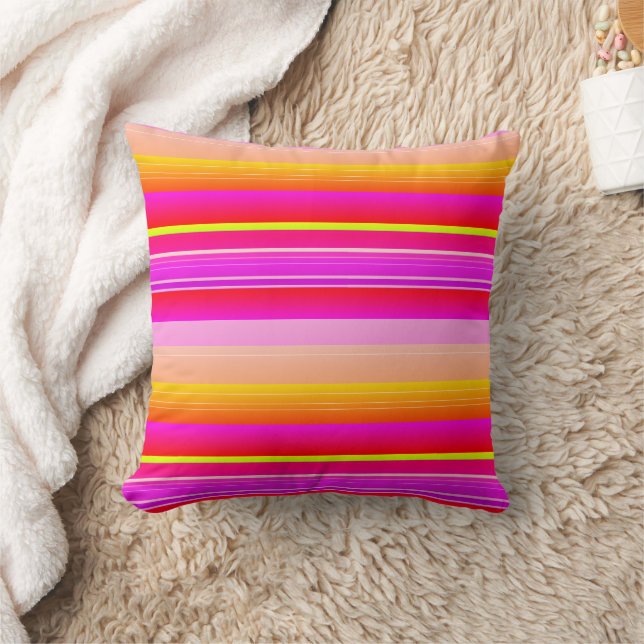 Coussin Magenta rose jaune vif rayé (Couverture)