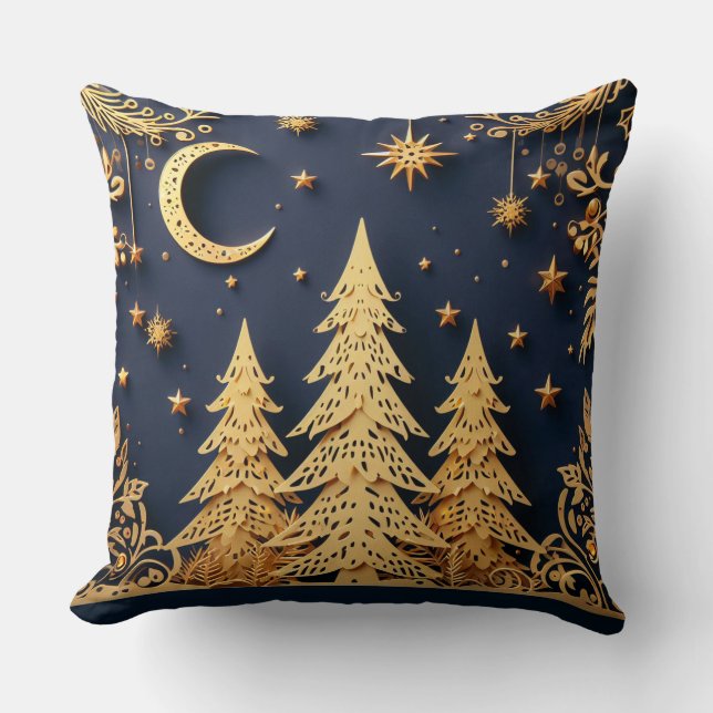 Coussin Magical Tree Scene – Yuletide Glimmers (Recto)