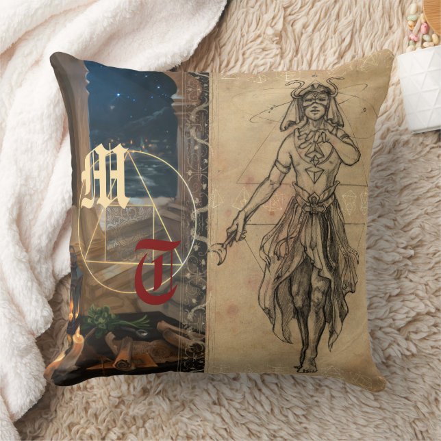 Coussin Magician tarot alchemy elegant & monogram  (Couverture)