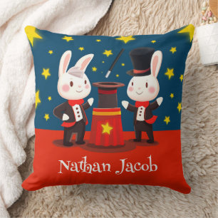 Coussin Magicien de lapin mignon sur scène