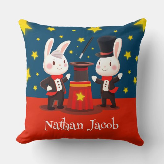 Coussin Magicien de lapin mignon sur scène (Recto)