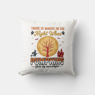 Coussin Magie dans la Nuit Halloween Citrouilles Design Vi