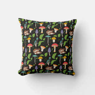 Coussin Magie de la forêt profonde : Champignons colorés s