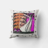Coussin MAGIE DU PRINTEMPS, noir.blanc, violet, brun (Verso)