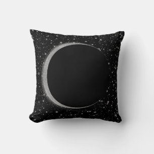 Coussin Magie Lunaire Céleste Noir & Argent Étoiles