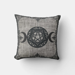 Coussin Magie noire Triple Lune Pentagramme Vintage Wiccan