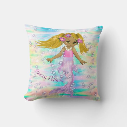 Coussin Magique Rainbow Bubbles & Baby Girl Mermaids (Recto)