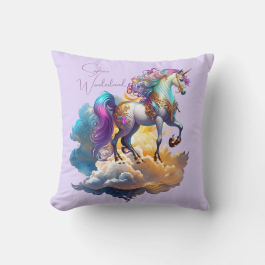Coussin Magique Unicorne Imaginaire nuages romance anniver (Recto)