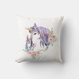 Coussin Magique Unicorne maman & bébé aquarelle