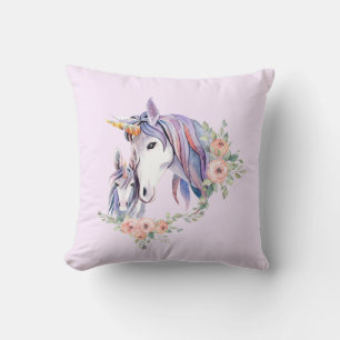 Coussin Magique Unicorne maman & bébé aquarelle