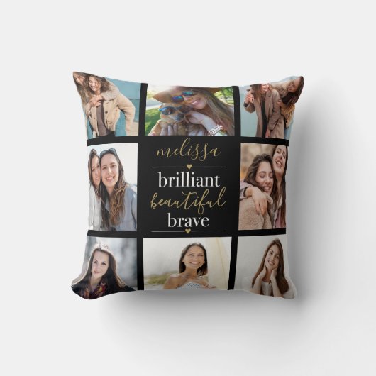 Coussin Magnifique Beau Brave Collage de Photos (Recto)