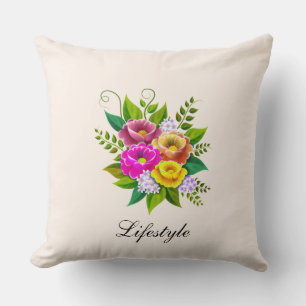Coussin Magnifique Bouquet de Fleurs Colorées