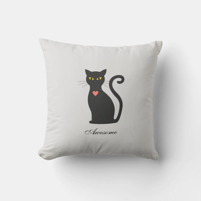 Coussin Magnifique chat gris foncé sur argent clair (Recto)