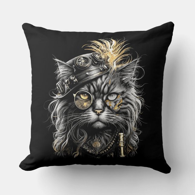Coussin Magnifique chat Steampunk  (Recto)