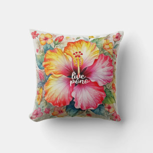 Coussin Magnifique conception de fleurs d'hibiscus LIVE PO