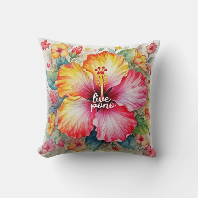 Coussin Magnifique conception de fleurs d'hibiscus LIVE PO (Recto)