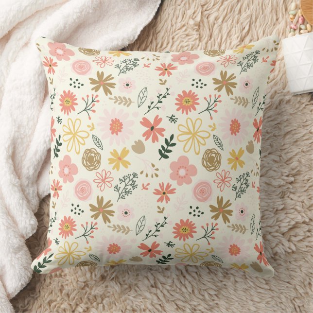 Coussin Magnifique conception florale botanique (Couverture)