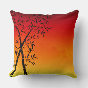 Coussin Magnifique coucher de soleil rouge Vue sur bambou